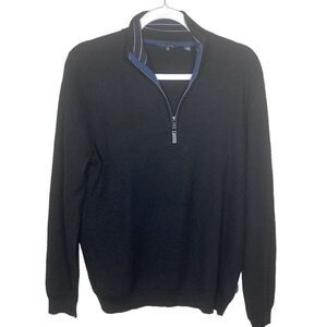 Ted Baker London Men’s Sz 5 XL Black Textured 1/4 Quarter Zip Tunnel Sweater